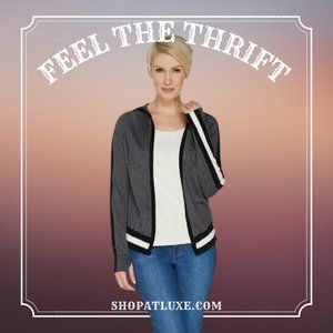 Lisa Rinna Collection Hooded Cardigan Sweater Heather Charcoal